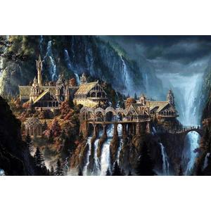 Lord of The Rings 1000 Piece Puzzle for Adults  Waterfall Town Artwork Jigsaw Family Game