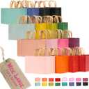 qiqee 100Pcs Wide Large Paper Gift Bags with Handles - 13"x4.5"x10" Kraft Small Party Bags - 16 Solid Colors