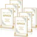 Acrylic Sign Holder 8.5X11 Clear Sign Holder,Double Sided Flyer Holder, Table Menu Holder Display Stand for Wedding Table Number (6pcs) (Gold)