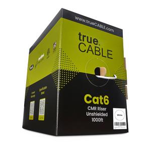TRUE CABLE Cat6 Riser (CMR), 1000ft, White, 23AWG 4 Pair Solid Bare Copper, 550MHz, ETL Listed, Unshielded Twisted Pair (UTP), Bulk Ethernet Cable