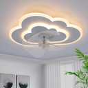 Low Profile ceiling fans with lights and remote 23.62in White Cloud bedroom fans ceiling with light 6 Speeds 3000-6000K fan lights ceiling fixtures flush mount ceiling fan for living room kids room