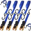HORUSDY Ratchet Straps, 2,200 LB Break Strength, 4-Pack 15FT Ratchet Tie Down Straps Set for Motorcycle Straps Tie Downs, Appliances, Lawn Equipment, Cargo Straps for Trucks. (Blue)