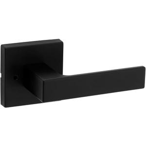 Kwikset Singapore Interior Privacy Door Handle with Lock, Door Lever For Bathroom and Bedroom, Matte Black Reversible Keyless Turn Lock, with Microban Protection