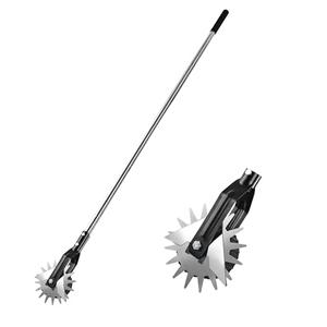 BARAYSTUS Wheel Rotary Edger Lawn Tool, Grass Edge Trimmer, Sidewalk Manual Lawn Edger, Strong 3 Sections Stainless Steel Handle with Cushion Grip, 58.3-Inch