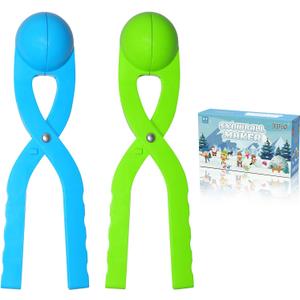 Snow Toys, Snowball Maker Snow Ball Shaper Molds with Handle for Kids Outdoor Indoor Winter Snowball Fight Maker Tool Clip Snow Games for Toddlers Boys Girls Ages 4 5 6 7 (Set of 2,Green,&Ocean Blue)
