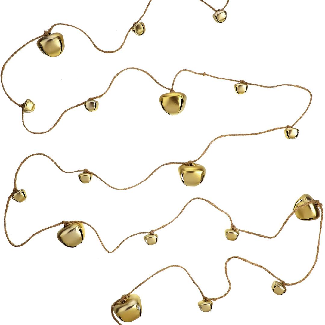 Yinder Garland Jingle Bell for Christmas Decorations Vintage Hanging Bell Garland on String for Christmas Tree Home Office Wall Door Decorations(Gold, 2 Pcs)