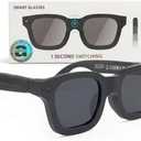 Ai Smart Glasses with Camera, Electrochromic Lens, 8MP HD Anti-Shake Bluetooth Camera Glasses, 1080p Video Recording, Real Time Translation Open Earbuds , Voice Assistant, Sunglasses for Men Women (Black)