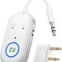 Bluetooth Transmitter Receiver, 3.5MM to Bluetooth 5.3 Transmitter, 2 in 1 Airplane Adapter for Headphone, TV, Airplane, Home Stereo, Speakers, Headphone, Car, Dual Connection (White)