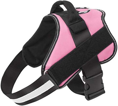Bolux Dog Harness, No-Pull Reflective Dog Vest, Breathable Adjustable Pet Harness with Handle for Outdoor Walking - No More Pulling, Tugging or Choking (Pink, Medium)