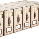 6 Pack Bed Sheet Organizers And Storage(Cal King Size) With Leather Handles,Foldable Linen Closet Organizer With Clear Window,Bedding Storage Box For Blanket,Sheets,Duvet Cover-Beige (6 Pack-Cal King Size-5.2 Gal)