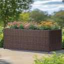 SUNNYPARK Brown Rectangular Planter Box All-Weather PE Rattan Large Modern Planters with Removable Liner Indoor Outdoor Decorative Flower Pot for Patio, Balcony, Garden, 36''x12''x16''