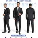 LORENZO BRUNO Mens Suit 2 Piece Black Suits for Men One Button Slim Fit Solid Jacket & Pants Tuxedo Set Business Wedding Party, Black, M