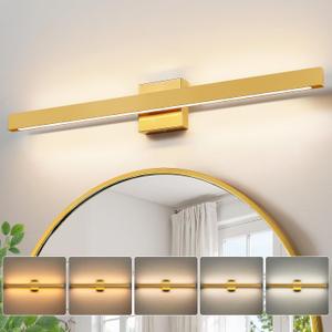 LED Modern Vanity Light: 32 Inch 5CCT Brushed Gold Bathroom Wall Lighting Fixtures Over Mirror 26W Dimmable Vanity Lights Bar for Restroom Bedroom