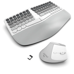 Ergonomic Wireless Keyboard and Mouse Set Creamy Wireless Keyboard Silent Mice Set with Wrist Rest for Computer, Laptop, PC, Mac, Windows
