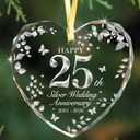 25th Wedding Anniversary Ornament 2001–2026, Silver Anniversary Wedding Gifts Keepsake, 25 Year Anniversary Marriage Gift for Couple, Wife, Husband