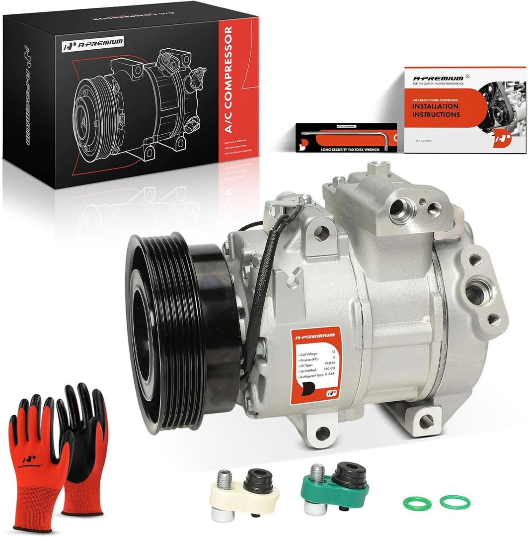 A-Premium Air Conditioner AC Compressor with Clutch Compatible with Kia Rondo 2007-2009, with DV13 Compressor, Only fit Engine L4 2.4L
