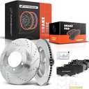 A-Premium 12.56 inch(319 mm) Front Drilled and Slotted Disc Brake Rotors + Ceramic Pads Kit Compatible with Select Toyota Models - 4Runner 2003-2009, FJ Cruiser 2007-2014, Tacoma 2005-2021, 6-PC Set