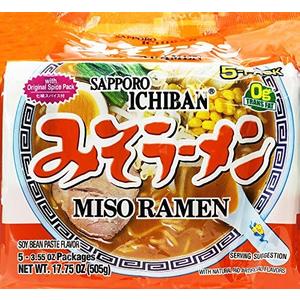 Sapporo Ichiban Miso Ramen, 0g Trans Fat, 17.5 Ounce (Pack of 12) BBD: 03/04/26
