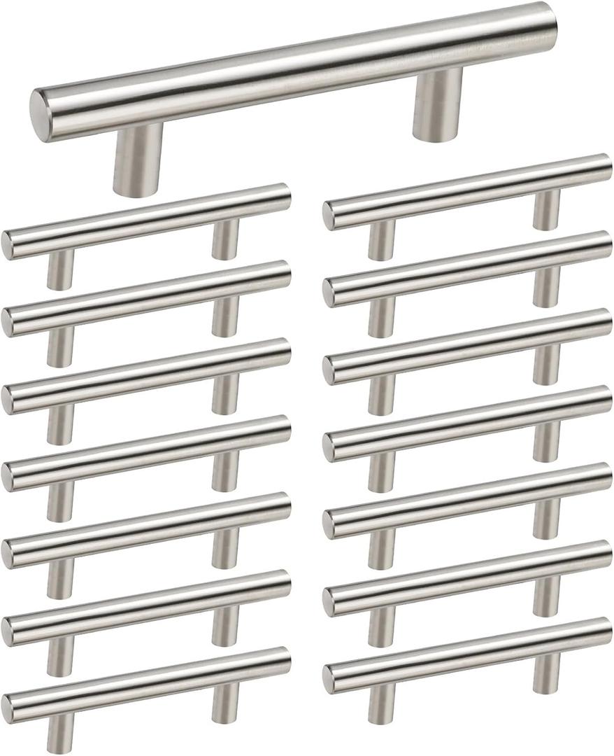 homdiy 15Pack 5in Cabinet Pulls Brushed Nickel Cabinet Handles Nickel Pulls Modern Cabinet Hardware, Stainless Steel Kitchen Cabinet Handles Drawer Pulls (5in hole centers)