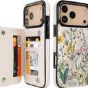 uCOLOR for iPhone 17 Pro Max Wallet Case with Card Holder Desert Flowers | PU Leather RFID Blocking for Women Men Magnetic Clasp Kickstand 6.9"