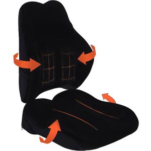 Wheelchair Cushion with Lumbar Pillow (2-Piece Set) for Adults and Seniors, Supportive Memory Foam for Back, Tailbone and Hip Pain Relief, Non-Slip Cover, Removable Straps. (Black)