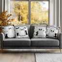 OBSEDE Fall Pillow Covers 18x18 Set of 4, Black Cat Cute Ghost Harvest Cushion Cases Inserts for Sofa Couch Bed Home Decor Thanksgiving Farmhouse Decorations, Single-Sided Print