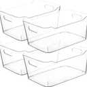 Clear Extra Large Plastic Storage Bins, Pantry Organizers and Storage Containers Fridge Organizer Bins for Organizing Home, Kitchen Organization. Bathroom, Refrigerator, Freezer, Laundry Room