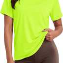MAGCOMSEN Women's Workout Tops UPF 80+ Short Sleeve Moisture Wicking Shirt (Green, L)