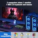 USB3.0 KVM Switch 2 Port HDMI, 4K@60Hz KVM Switch 1 Monitors 2 Computers with 3 USB3.0 Ports, HDMI KVM Switches for 2 PCs Share 1 Monitors and USB Devices, Support Button Switch, EDID