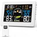 Weather Station Wireless Indoor Outdoor Thermometer, 7.5" VA Display with Remote Sensor, Home Weather Station with Weather Forecast, Temperature, Humidity, Atomic Clock, White