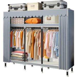 Portable Wardrobe for Hanging Clothes, 67" x 17.7" x 63Covered Portable Wardrobe withWardrobe with Alloy Steel Connectors, Non-Woven Cover, Large Storage Capacity, Suitable for Bedrooms