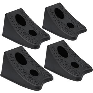 TONDA Wheel Chocks, Heavy Duty Wheel Wedge for Car, Travel Trailer, RV - 8"4.7"4.7" - 4 Pack, Black