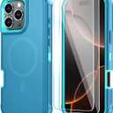 2 x SunStory Magnetic for iPhone 16 Pro Max Case with HD Screen Protector, Compatible with MagSafe, 3-Layer Full-Body Cover, 3 in 1 Hybrid Protective Case for iPhone 16 Pro Max 6.9",LakeSkyBlue