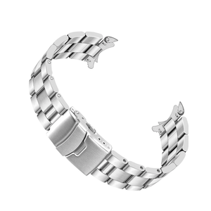 Juntan Stainless Steel Curved Solid End Tapered Watch Band, 18mm Watch Bands Metal Watch Strap Bracelet Deployment Double FlipLock Buckle Silver Black Silver Gold