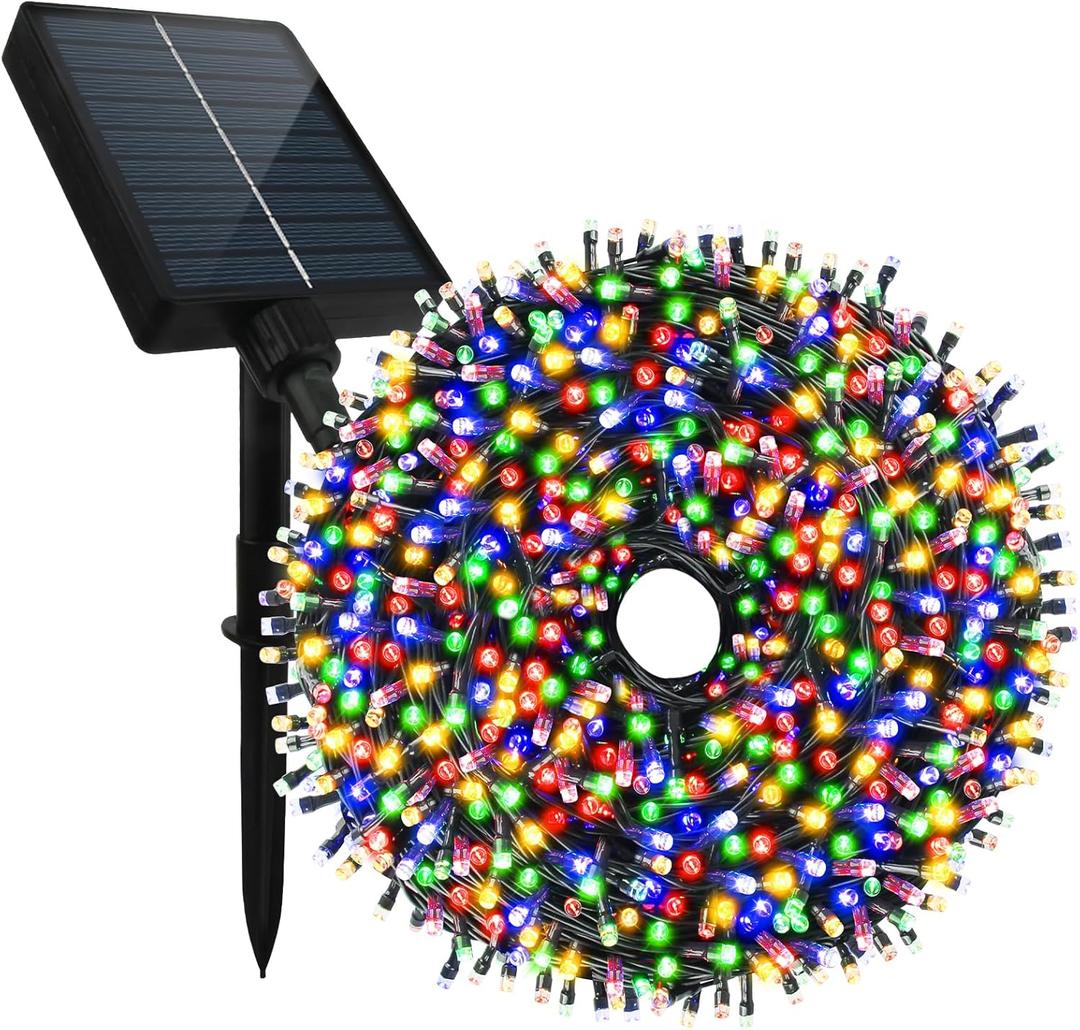 Tcamp 164Ft 500 LED Solar Christmas Lights Outdoor Waterproof with Remote Timer, 8 Modes Solar Powered Fairy String Lights for Christmas Tree Wedding Party Holiday Outdoor Indoor Decor (Multi-Color)