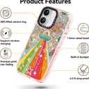 for iPhone 16 Case Cute - Durable Shockproof 6.6 ft Drop Impact Phone Case - Funny ET Alien Design (6.1") Glitter Pink