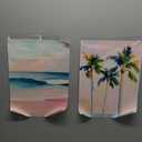 2Pcs Pink Beach Canvas Wall Art, Peach Palm Tree Canvas Print Wall Decor Preppy Prints Artwork Painting Beach Decoration for Gallery Living Room Bedroom, Unframed (12x16inch)