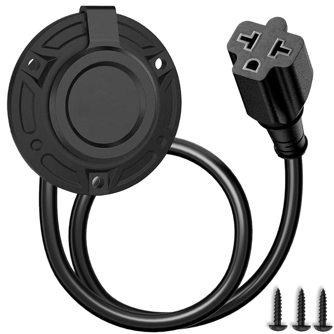 20A 125V RV Shore Power Inlet Plug,5-in-1 Heavy Duty 12AWG AC Port Plug with 19 Inch Extension Cord,IP65 Waterproof Electrical Socket for RV Camper Trailer Boat