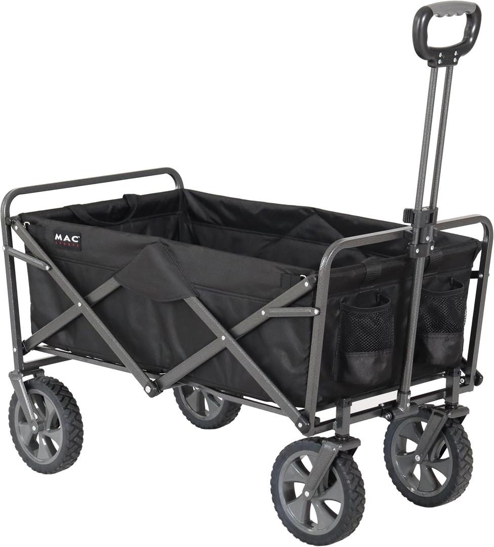 Mac Sports Collapsible Folding Outdoor Utility Wagon, Black, 23"D x 35"W x 20"H