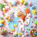 2 Pairs Easter Socks 3D Fun Animal Socks Novelty Bunny Carrot Pattern Easter Basket Essentials Stocking Rabbit Gift for Spring Holiday Men Women