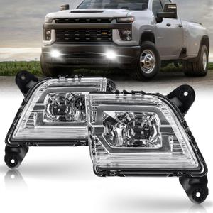 LED Fog Lights for 2019 2020 2021 2022 2023 Chevrolet Silverado 2019-2023 1500 2500HD 3500HD Pickup Trucks Clear Lens Fog Light Assembly Replacement Kit, 1 Pair