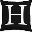 Cute & Classy Black White Monogram Letter H Throw Pillow (16x16)