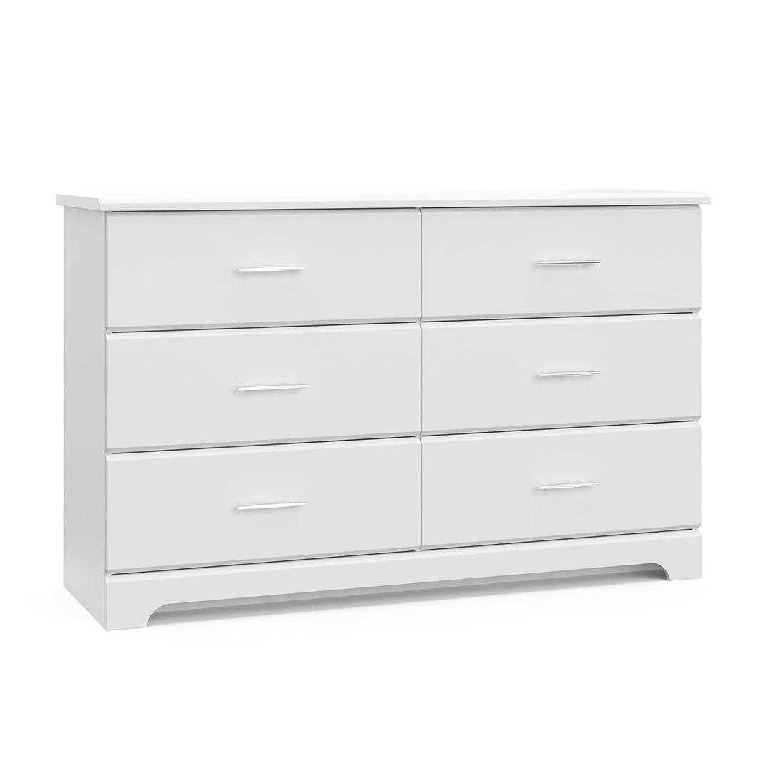 Storkcraft Brookside 6-Drawer Dresser (White)  GREENGUARD Gold Certified, White Dresser for Bedroom, Kids & Nursery Storage Chest, Safety Interlocking Drawers, Pre-Installed Tracks, Kids Chest