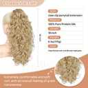 Flufymooz 100 Pure Protein Ponytail Extension, 18 Inch Curly Claw Clip Ponytail Hair Extensions Natural Soft pony tail hairpiece for women-Deep Blonde with Ash Blonde Highlights