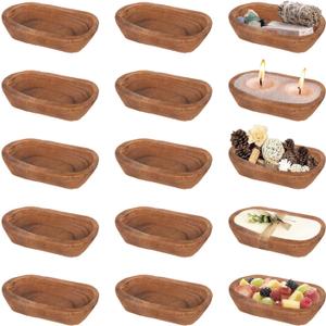 15 Pcs Wood Dough Bowls Bulk 10 Inches Rustic Vintage Bowl, Large