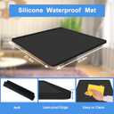 Mini Fridge Stand with Silicone Drip Tray, Universal Adjustable Base with 4 Strong Feet, 23.6" x 23.6" Mini Fridge Mat, Suitable for Small Refrigerators, Portable Compact Washer or Dryer, Black