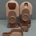 Hanging Automatic Food Water Dispenser,Gravity Rabbit Feeder and Water Dispenser Set for Bunny Chinchilla Guinea Pig Hedgehog Ferret (Brown)