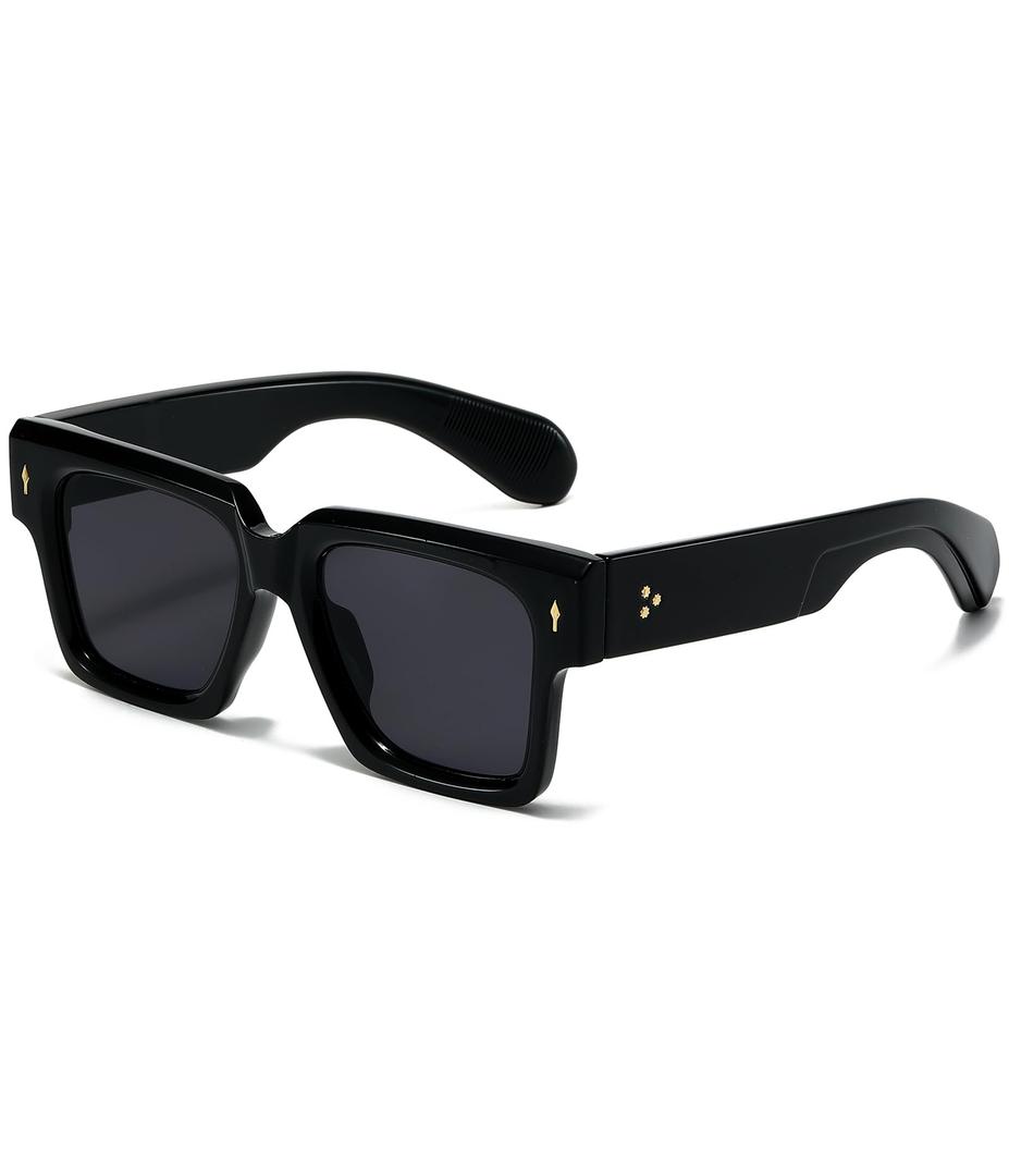 EYLRIM Square Frame Sunglasses for Women Men Trendy Thick Frame Rectangle Sun Glasses Black Shades(06 Pink Leopard/Yellow)