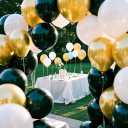 Black Gold White Confetti Balloon Set,100pcs 12 Inch Metallic Gold and Black White Glitter Confetti Balloon for Wedding, Birthday, Graduation Party Decorations,Happy New Year Decorations