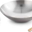 Helen's Asian Kitchen Round Bottom Wok Set, Carbon Steel and Bamboo, 12-Inches, 4-Piece Set